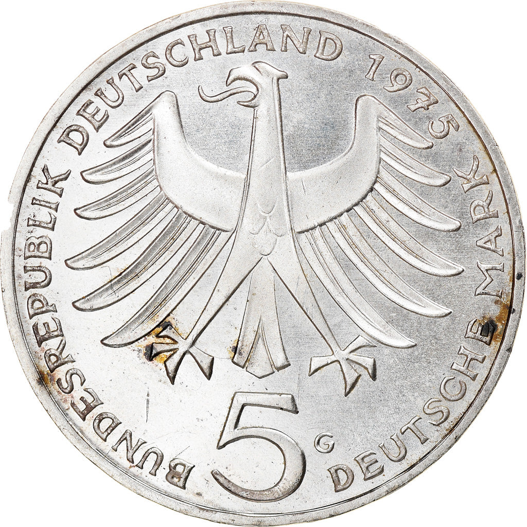 Coin, GERMANY - FEDERAL REPUBLIC, 5 Mark, 1975, Karlsruhe, Germany, BE