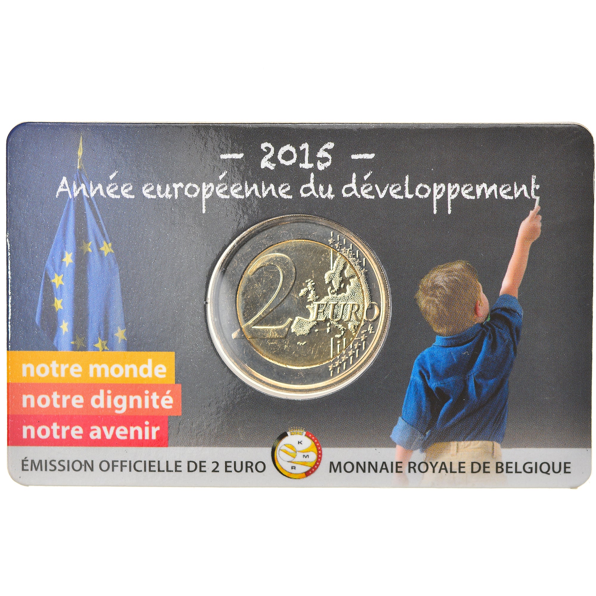 Belgium, 2 Euro, European Year for Development, 2015, French Text, MS(65-70)