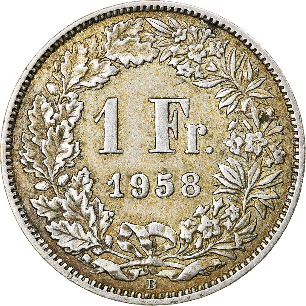 Coin, Switzerland, Franc, 1958, Bern, EF(40-45), Silver, KM:24