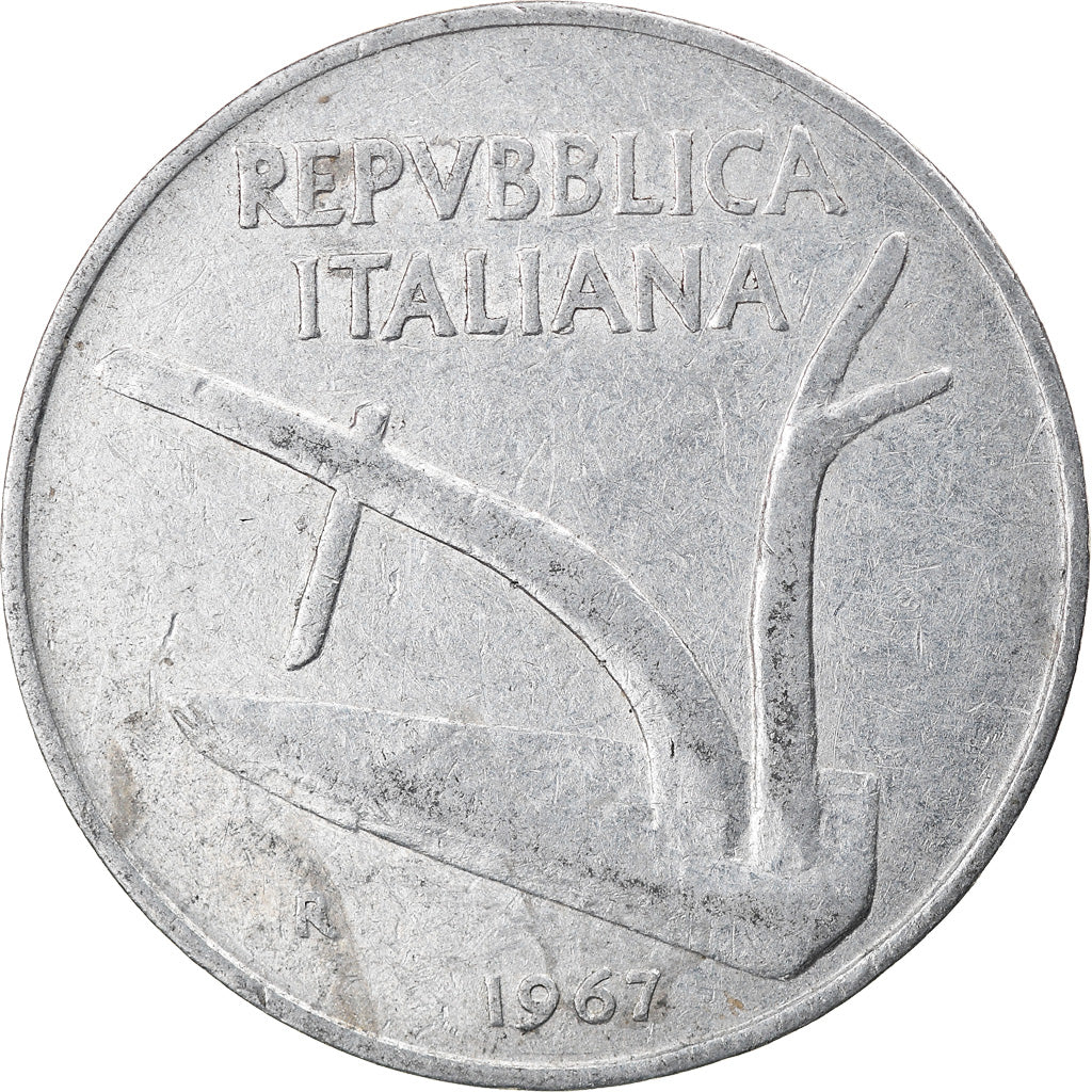 Moneda, Italia, 10 Lire, 1967, Rome, BC+, Aluminio, KM:93
