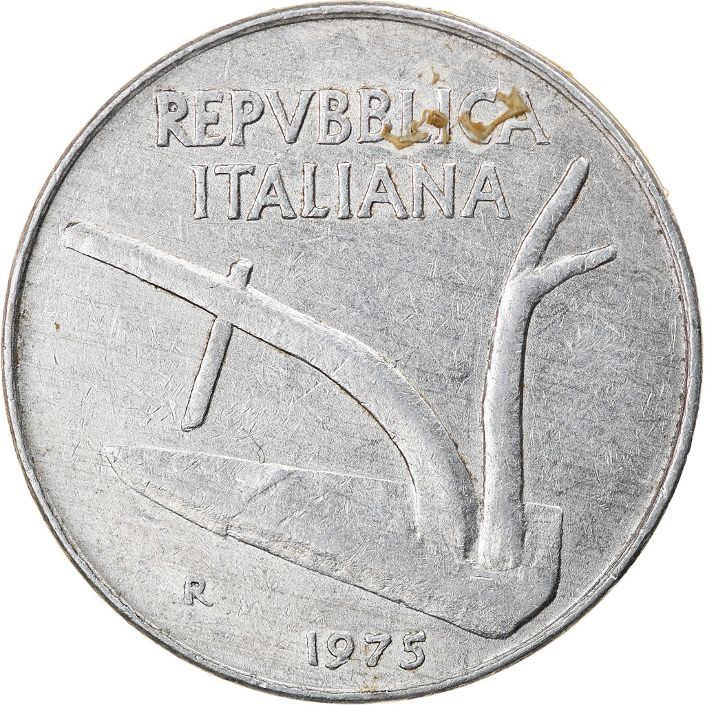 Moneda, Italia, 10 Lire, 1975, Rome, BC+, Aluminio, KM:93