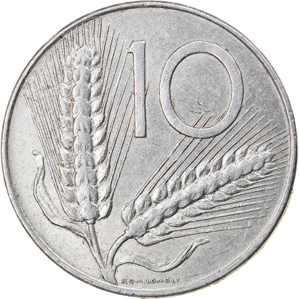 Moneda, Italia, 10 Lire, 1975, Rome, BC+, Aluminio, KM:93