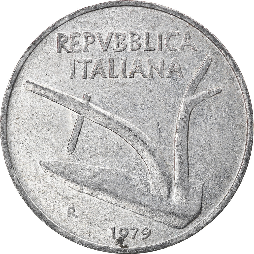 Moneta, Włochy, 10 Lire, 1979, Rome, VF(20-25), Aluminium, KM:93
