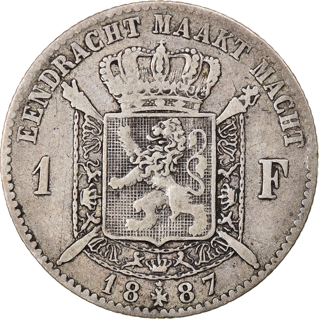 Coin, Belgium, Leopold II, Franc, 1887, VF(20-25), Silver, KM:29.2