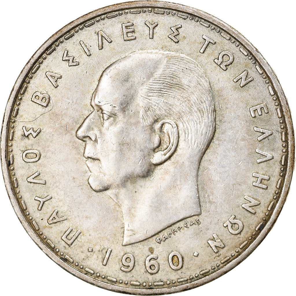 Coin, Greece, 20 Drachmai, 1960, EF(40-45), Silver, KM:73