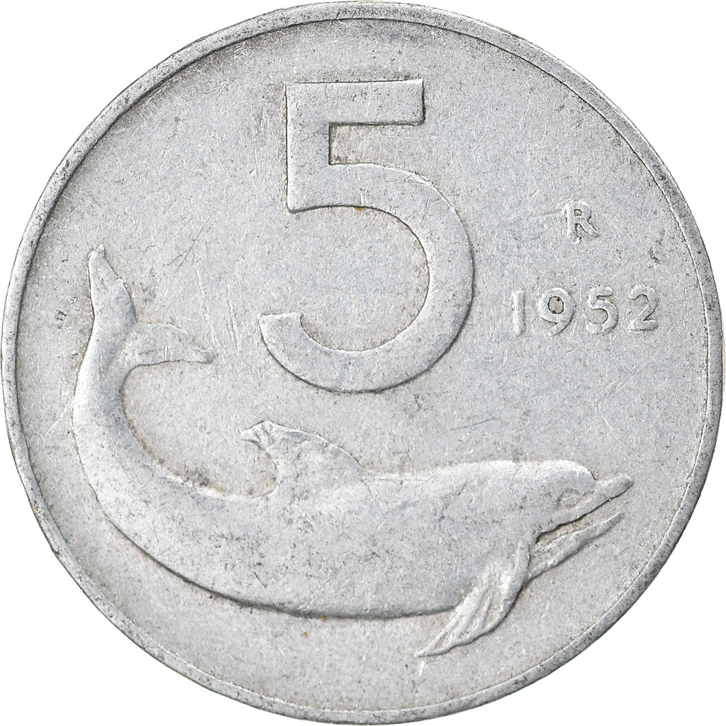 Moeda, Itália, 5 Lire, 1952, Rome, VF(20-25), Alumínio, KM:92