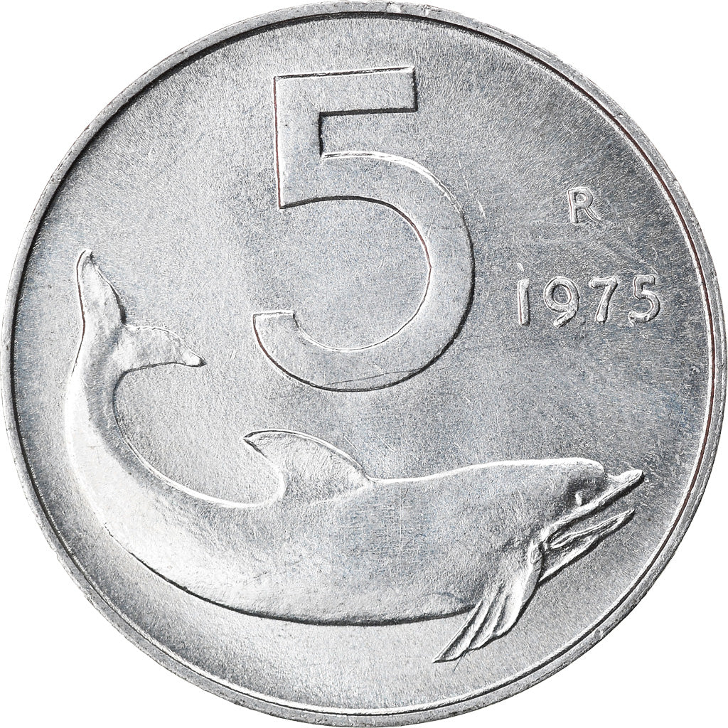 Münze, Italien, 5 Lire, 1975, Rome, SS+, Aluminium, KM:92