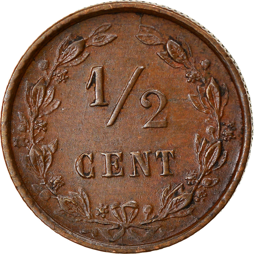 Coin, Netherlands, William III, 1/2 Cent, 1884, EF(40-45), Bronze, KM:109.1