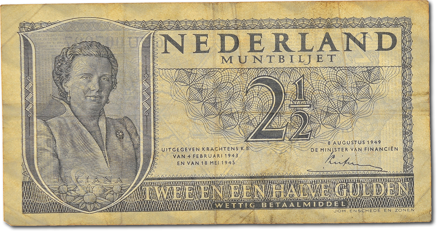 Billete, 2 1/2 Gulden, 1949, Países Bajos, MBC