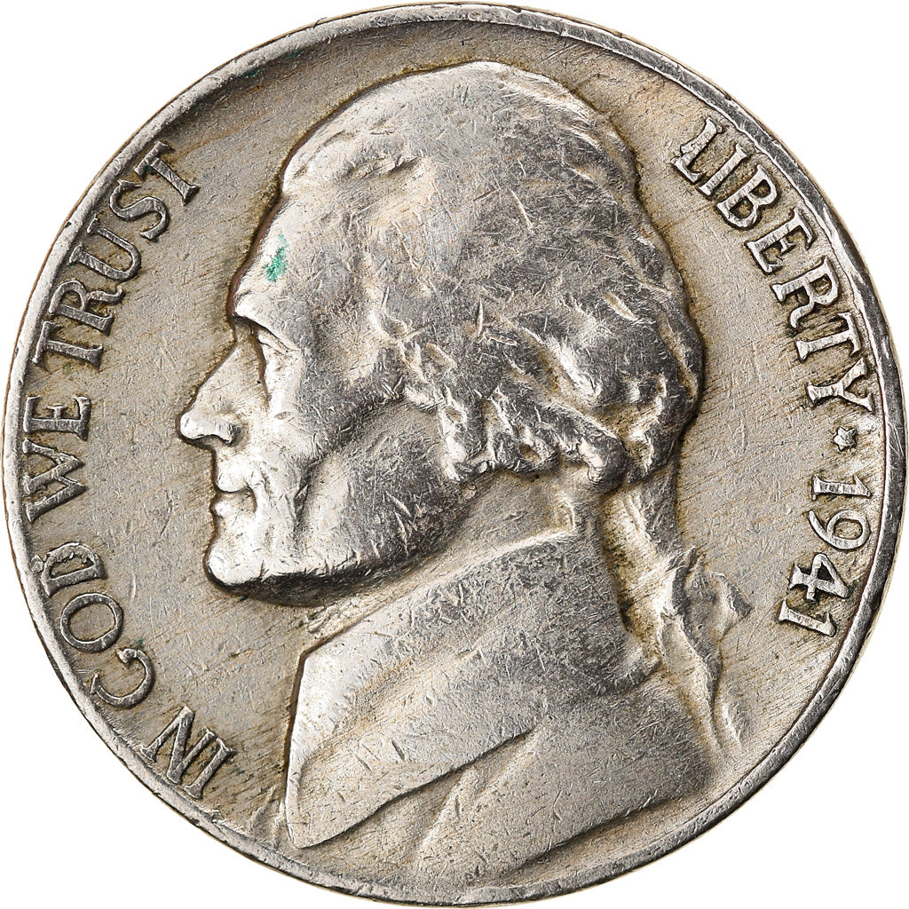 Monnaie, États-Unis, Jefferson Nickel, 5 Cents, 1941, U.S. Mint, Philadelphie