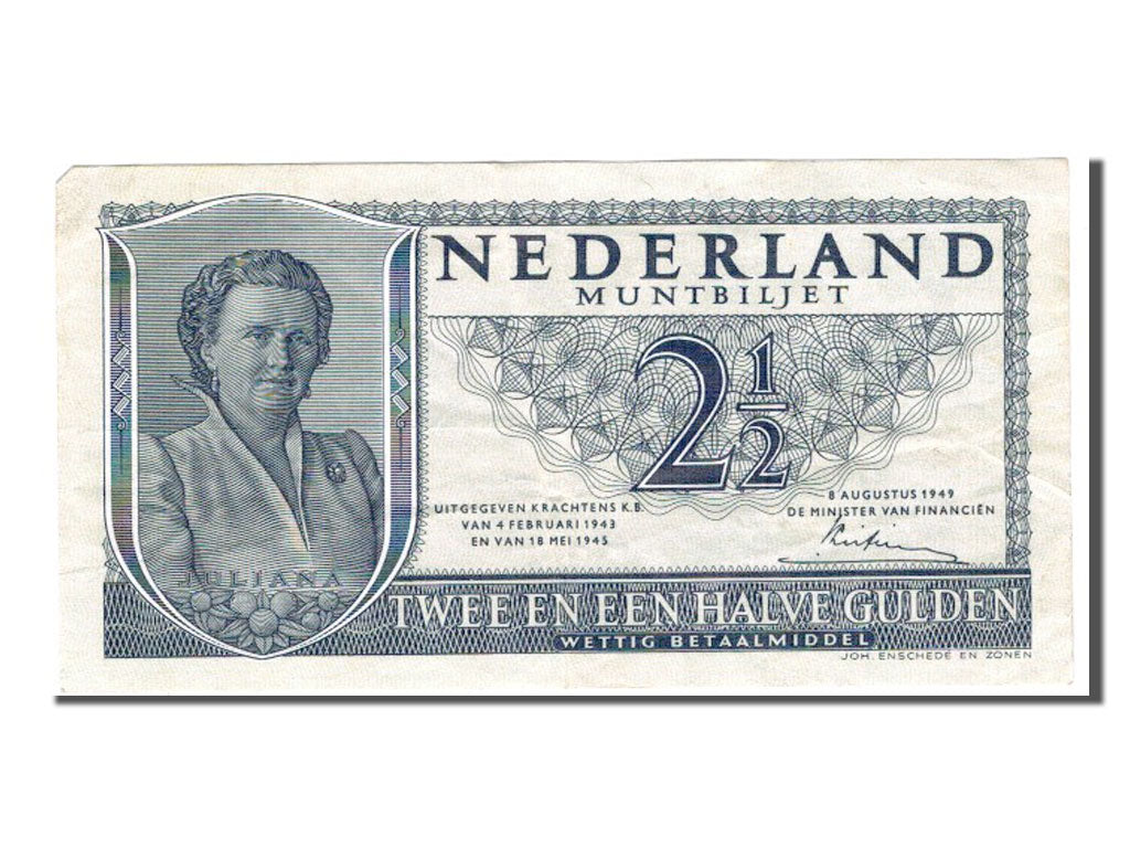 Netherlands, 2 1/2 Gulden, 1949, KM #73, AU(50-53), 4SK