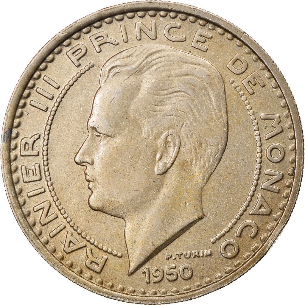 Coin, Monaco, Rainier III, 100 Francs, Cent, 1950, EF(40-45), Copper-nickel