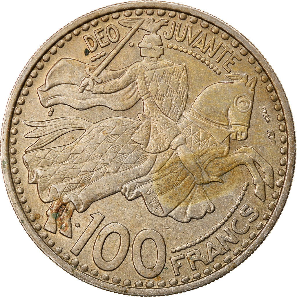 Coin, Monaco, Rainier III, 100 Francs, Cent, 1950, EF(40-45), Copper-nickel