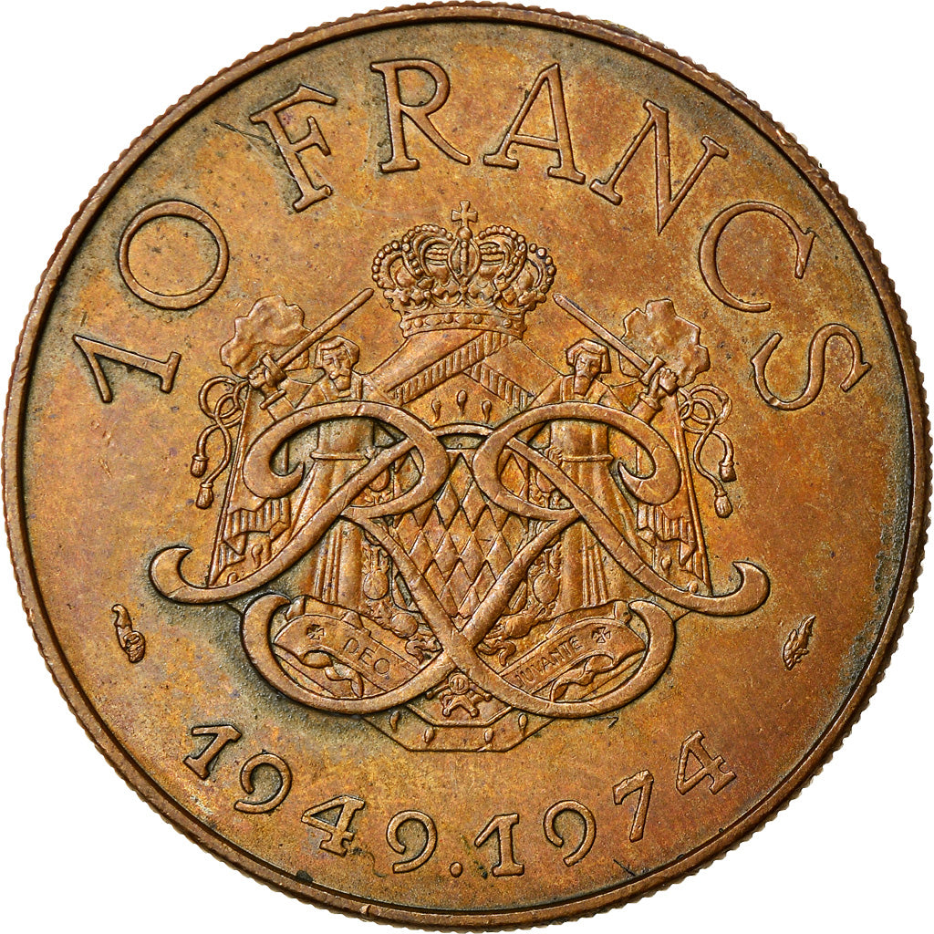 Coin, Monaco, Rainier III, 10 Francs, 1974, EF(40-45), Copper-Nickel-Aluminum