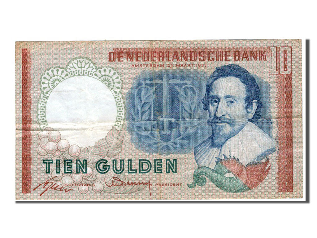 Netherlands, 10 Gulden, 1953, EF(40-45), 6ZX