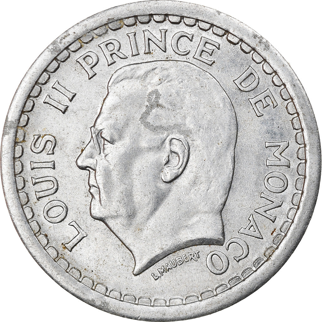Coin, Monaco, 1 Franc, Undated (1943), EF(40-45), Aluminum, Gadoury:MC131