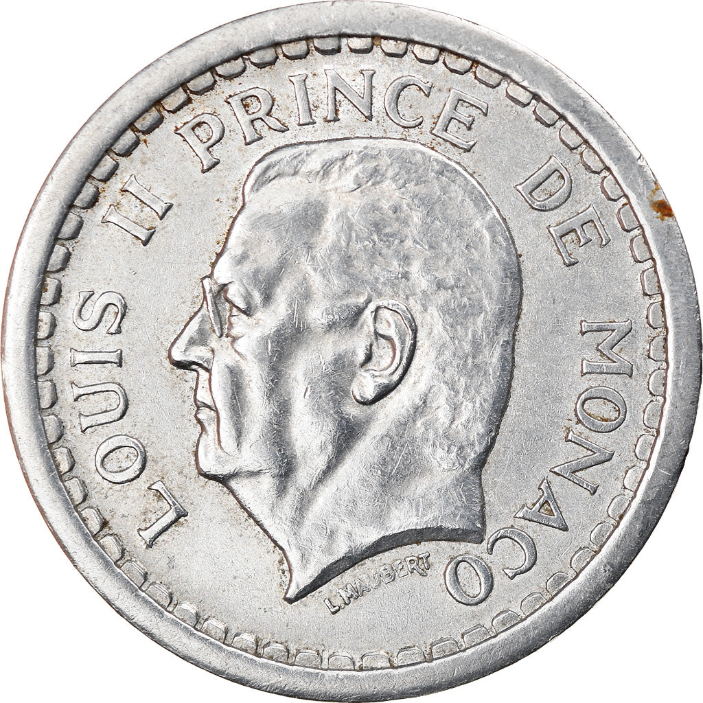 Coin, Monaco, 2 Francs, Undated (1943), AU(50-53), Aluminum, Gadoury:MC 133