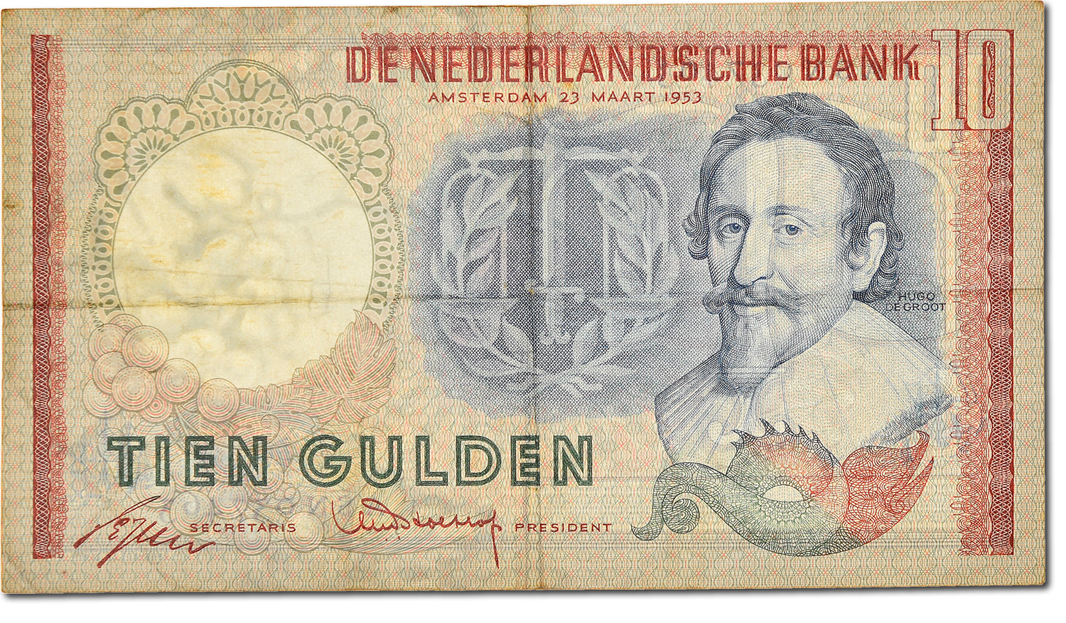 Banknote, Netherlands, 10 Gulden, 1953, EF(40-45)