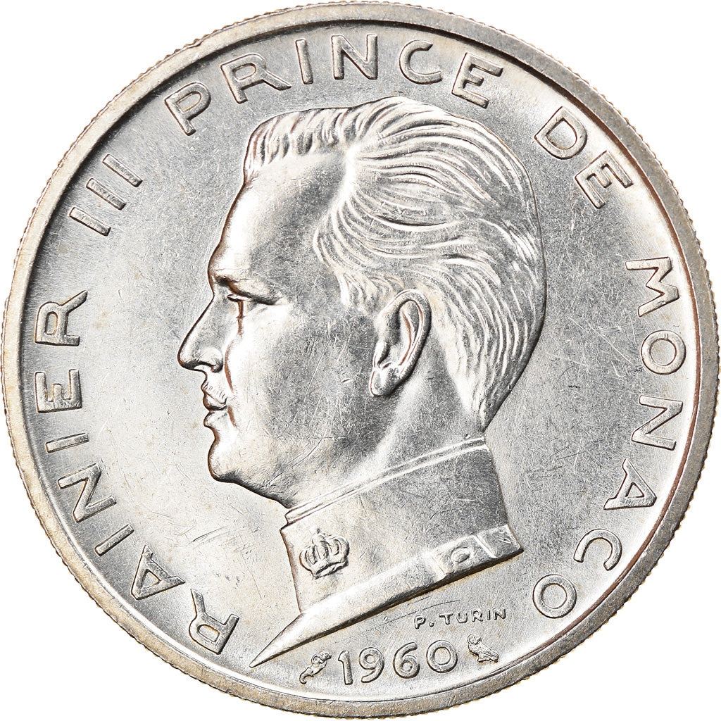 Monnaie, Monaco, Rainier III, 5 Francs, 1960, SUP, Argent, Gadoury:MC 152