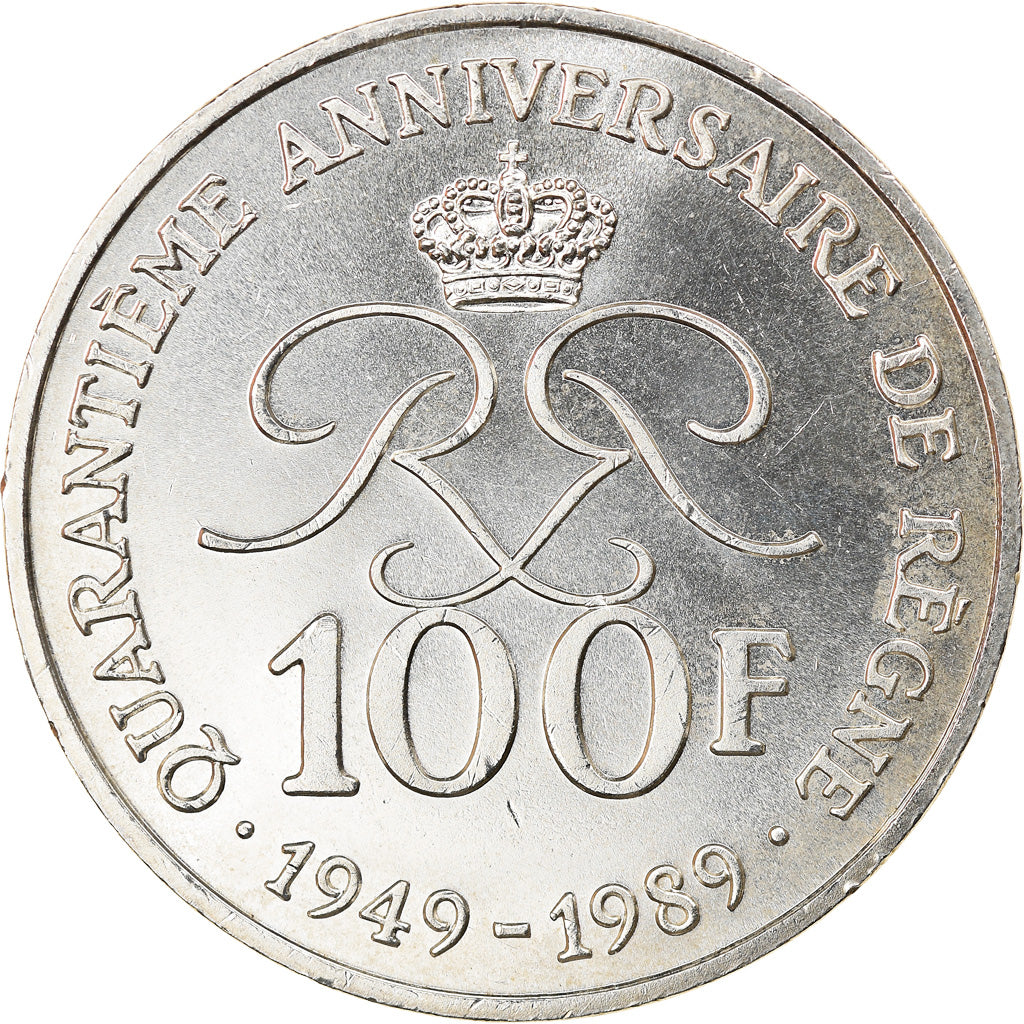 Coin, Monaco, Rainier III, 100 Francs, 1989, AU(55-58), Silver, KM:164