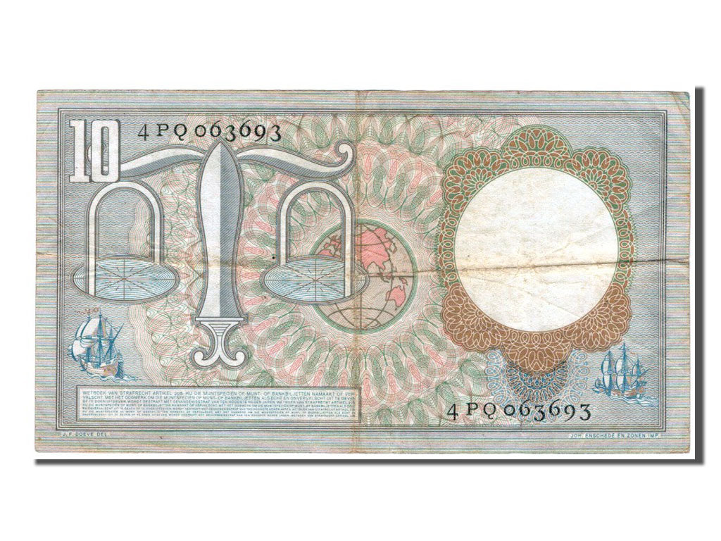 Geldschein, Niederlande, 10 Gulden, 1953, S+