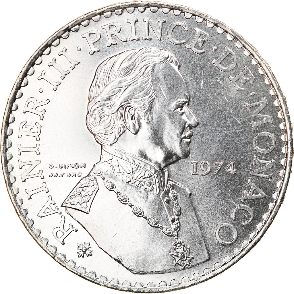 Coin, Monaco, Rainier III, 50 Francs, 1974, AU(55-58), Silver, KM:152.1