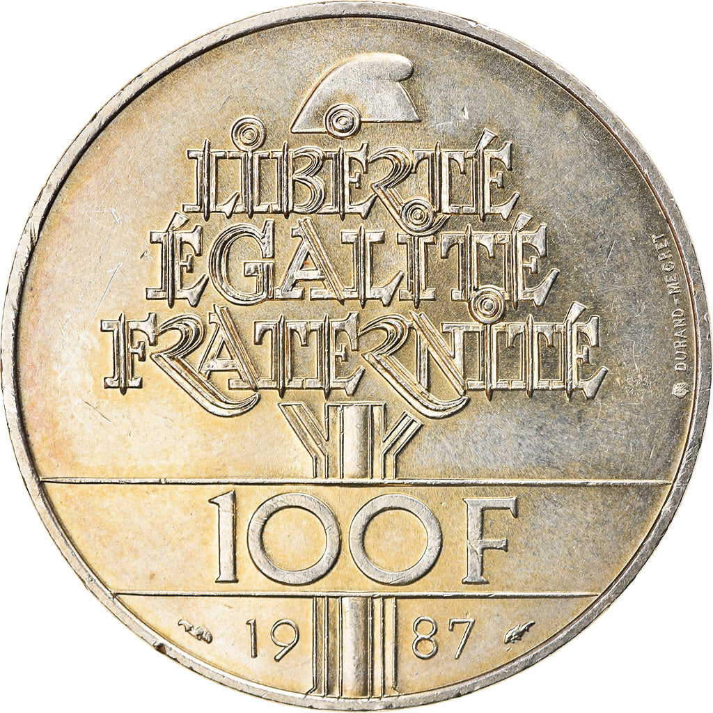 Coin, France, Lafayette, 100 Francs, 1987, EF(40-45), Silver, KM:962
