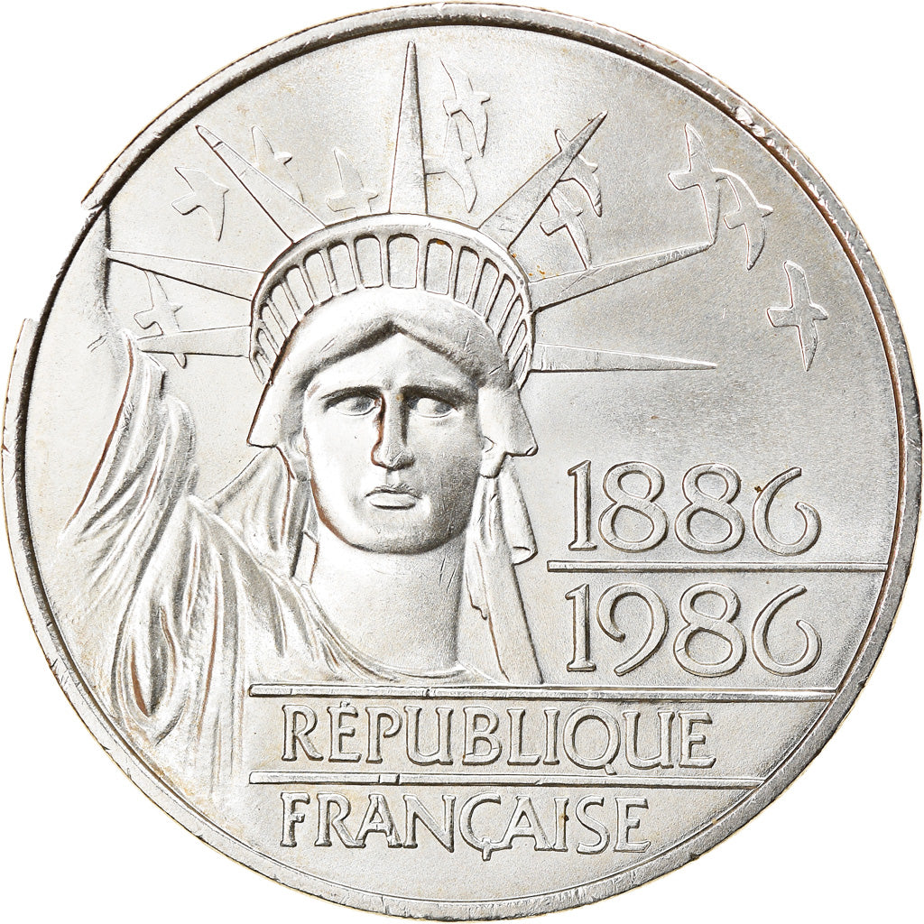 Coin, France, Statue de la Liberté, 100 Francs, 1986, Paris, MS(63), Silver