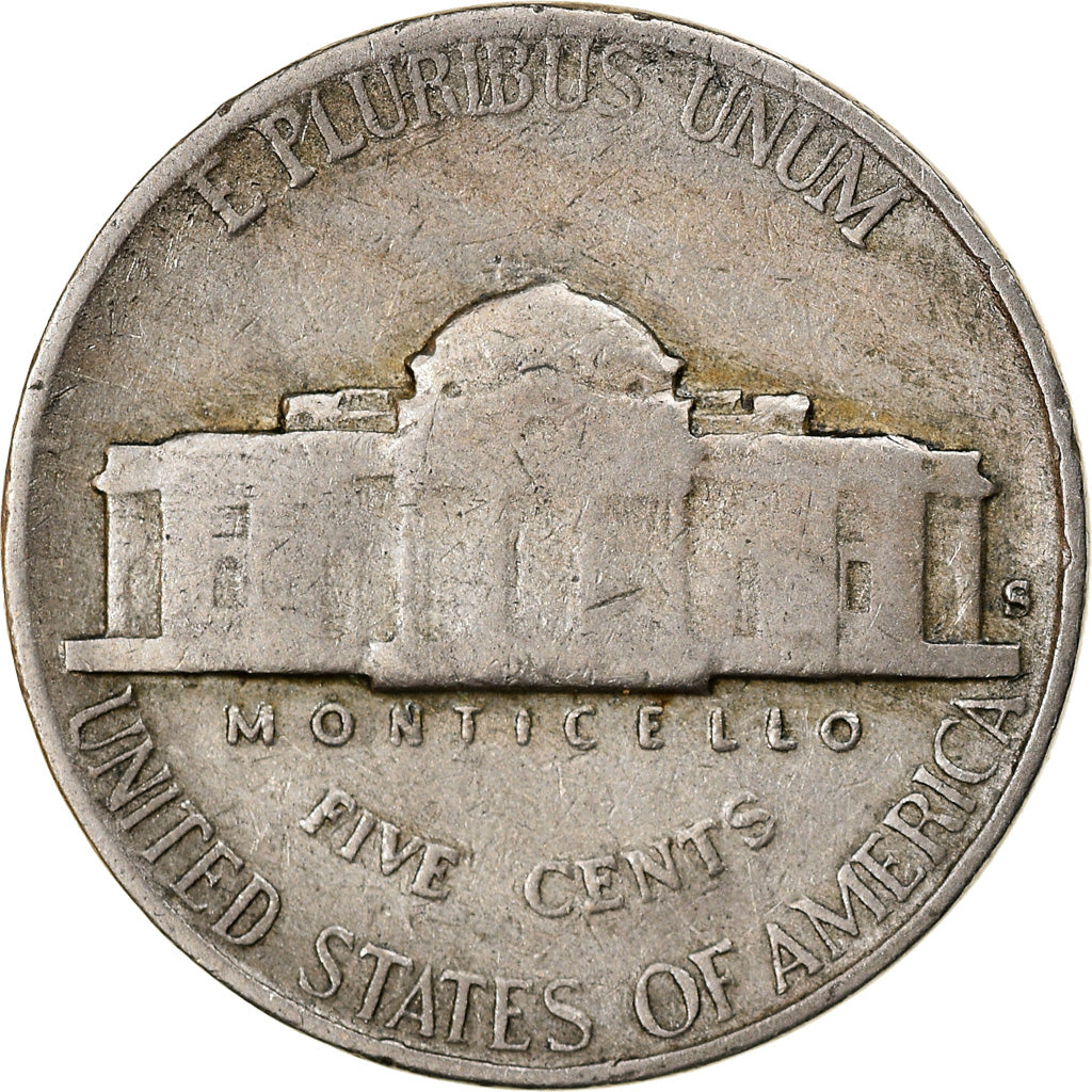 Coin, United States, Jefferson Nickel, 5 Cents, 1941, U.S. Mint, San Francisco