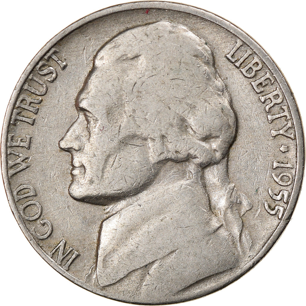 Moneta, Stati Uniti, Jefferson Nickel, 5 Cents, 1955, U.S. Mint, Denver, MB