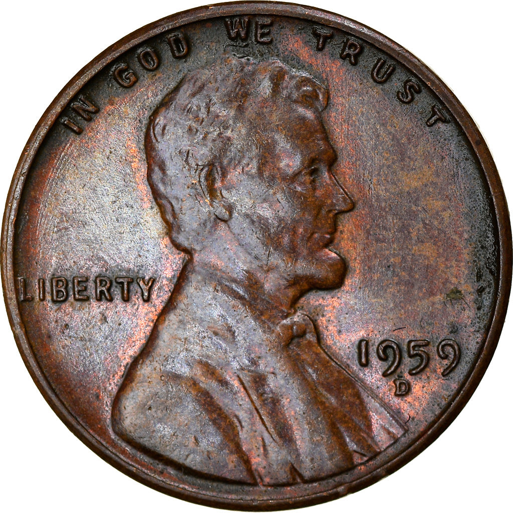 Moneta, Stati Uniti, Lincoln Cent, Cent, 1959, U.S. Mint, Denver, BB, Ottone