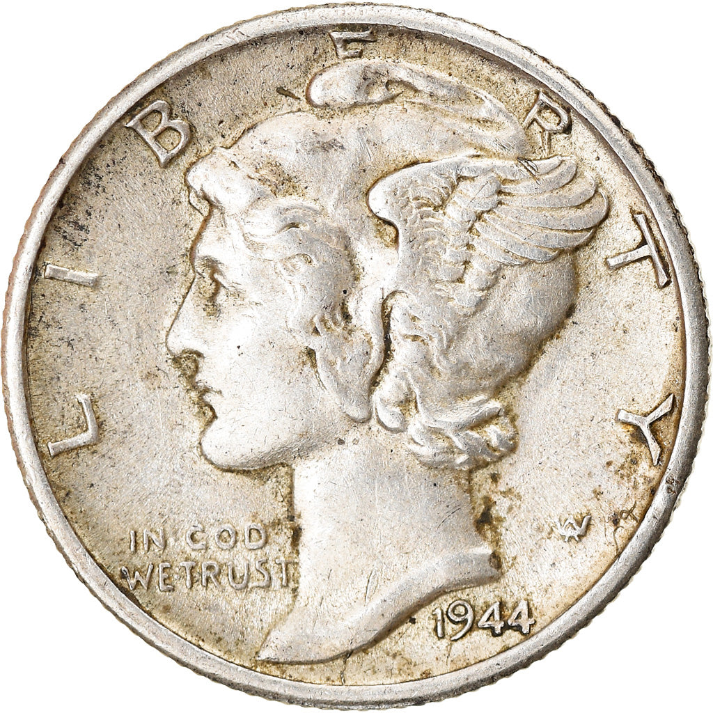 Coin, United States, Mercury Dime, Dime, 1944, U.S. Mint, San Francisco