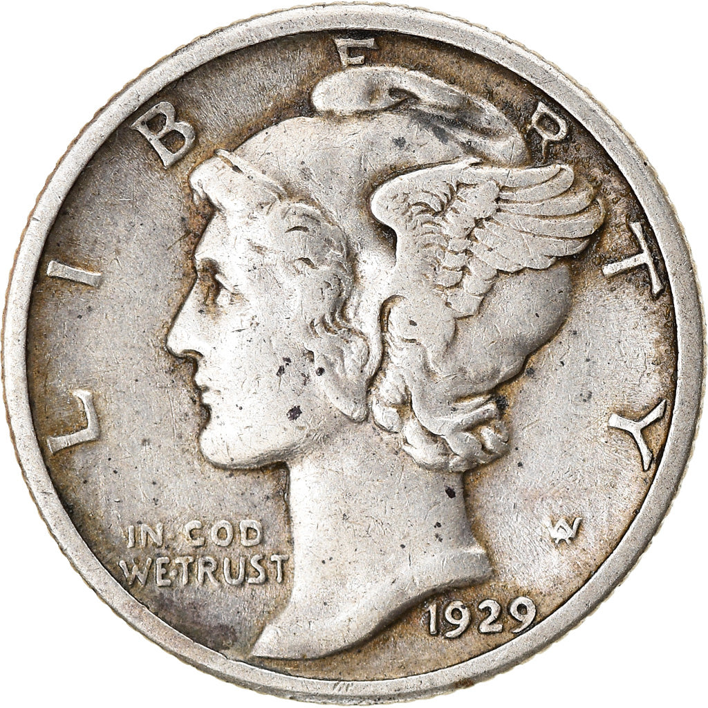 Moneta, USA, Mercury Dime, Dime, 1929, U.S. Mint, Philadelphia, VF(30-35)