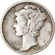 Moneta, USA, Mercury Dime, Dime, 1929, U.S. Mint, Philadelphia, VF(30-35)