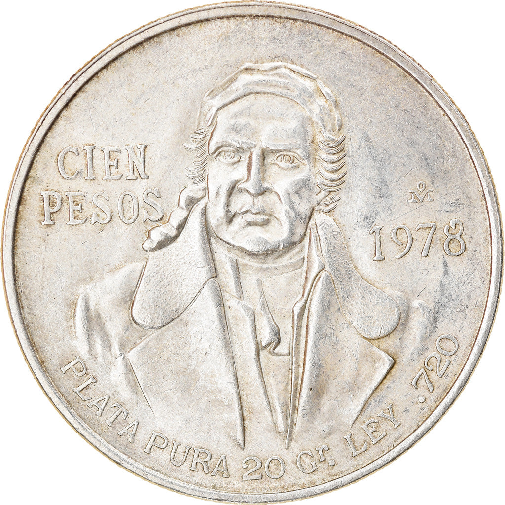 Moneda, México, 100 Pesos, 1978, Mexico City, MBC+, Plata, KM:483.2