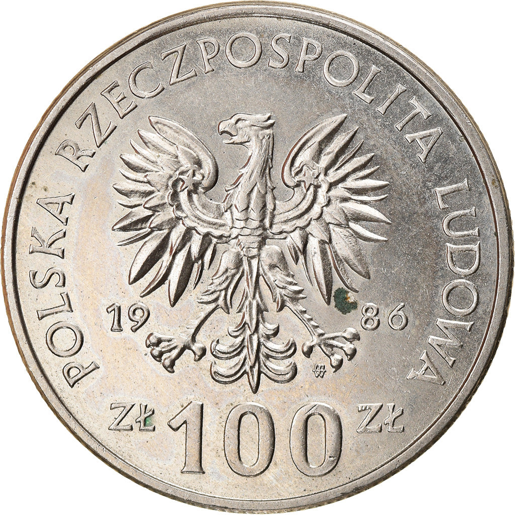 Moneda, Polonia, 100 Zlotych, 1986, Warsaw, MBC+, Cobre - níquel, KM:160