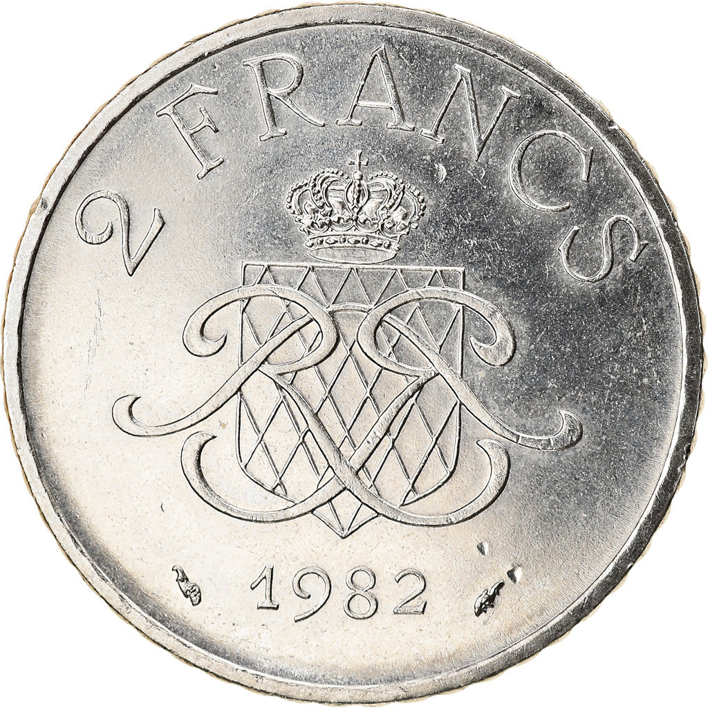 Coin, Monaco, Rainier III, 2 Francs, 1982, AU(50-53), Nickel, KM:157