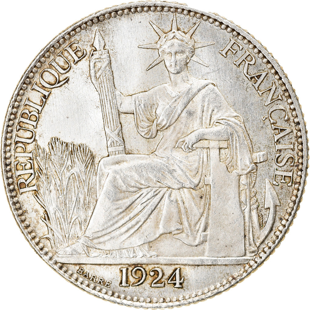 Coin, FRENCH INDO-CHINA, 20 Cents, 1924, Paris, AU(55-58), Silver, KM:17.1
