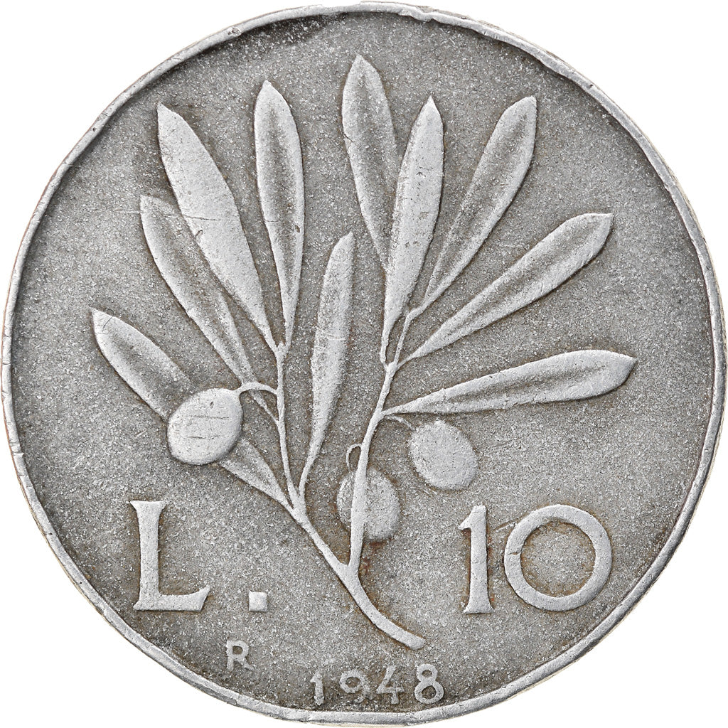 Coin, Italy, 10 Lire, 1948, Rome, VF(30-35), Aluminum, KM:90