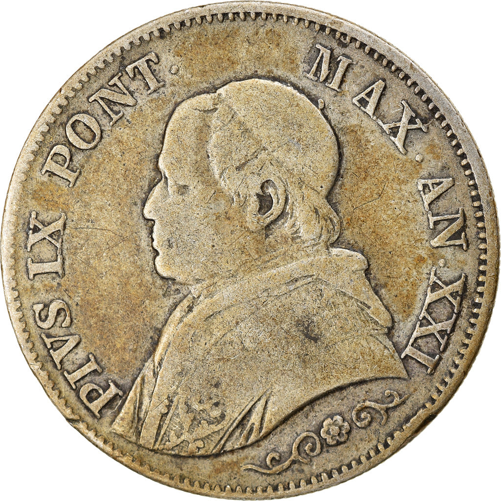Munten, Italiaanse staten, PAPAL STATES, Pius IX, Lira, 1866, Roma, FR, Zilver