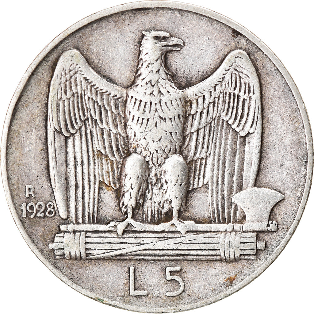 Moeda, Itália, Vittorio Emanuele III, 5 Lire, 1928, Rome, EF(40-45), Prata