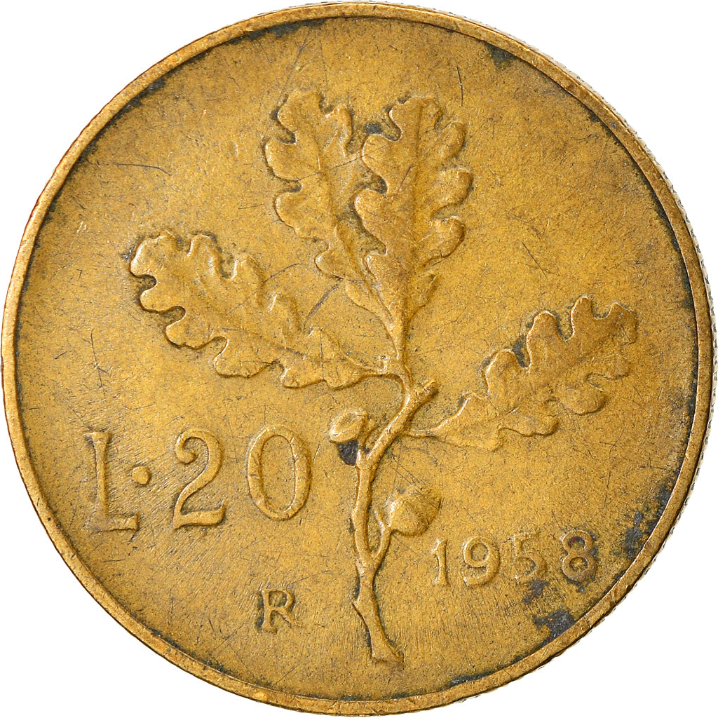 Monnaie, Italie, 20 Lire, 1958, Rome, TB, Aluminum-Bronze, KM:97.1
