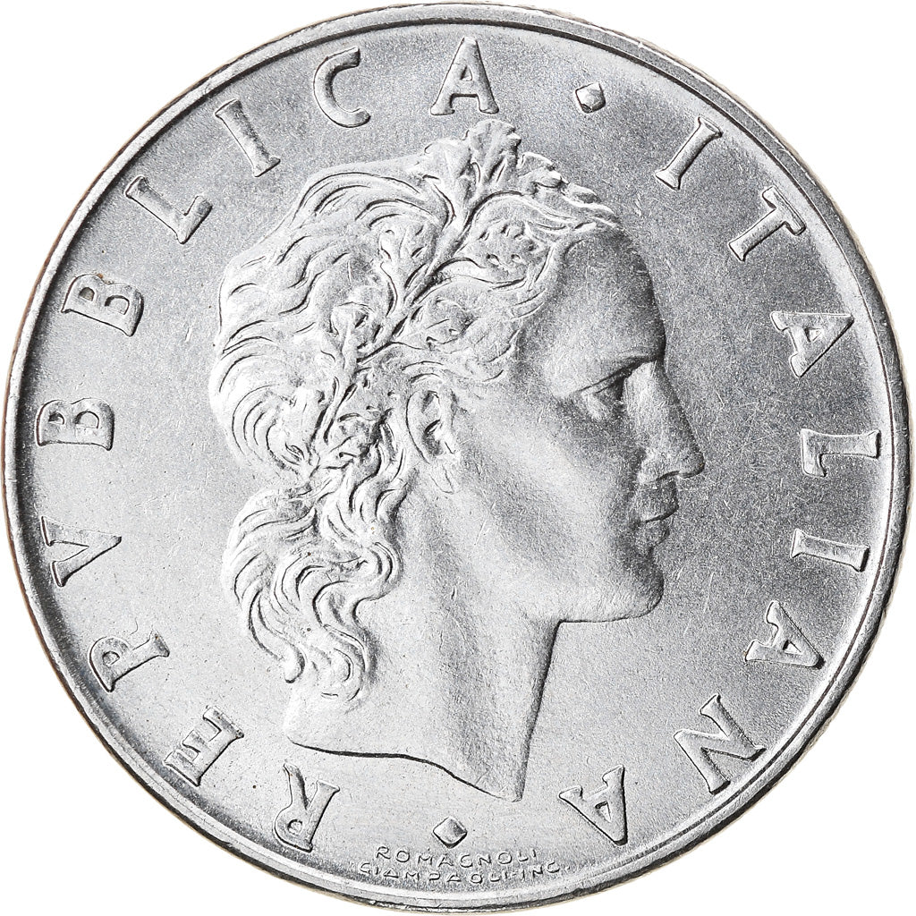 Italy, 50 Lire, 1974, Rome, AU(50-53), Stainless Steel, KM:95.1