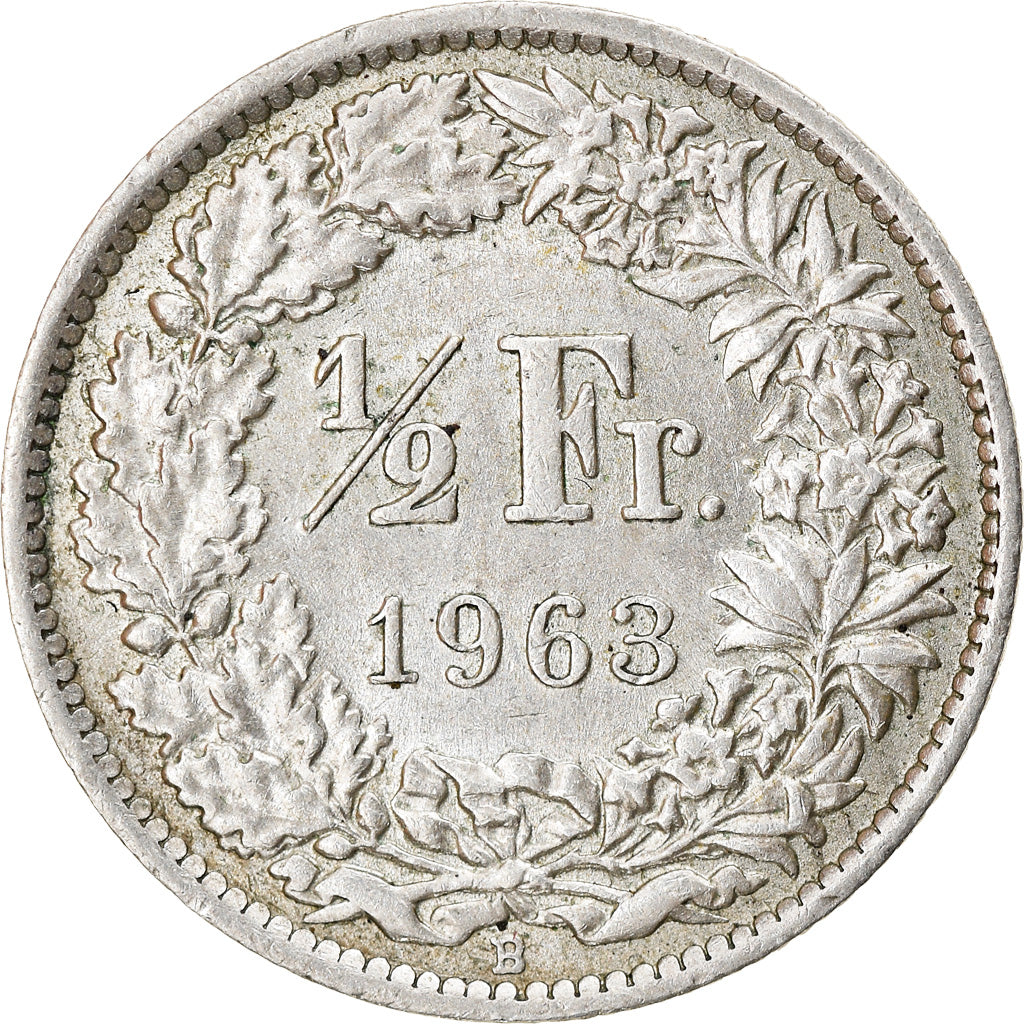 Coin, Switzerland, 1/2 Franc, 1963, Bern, EF(40-45), Silver, KM:23