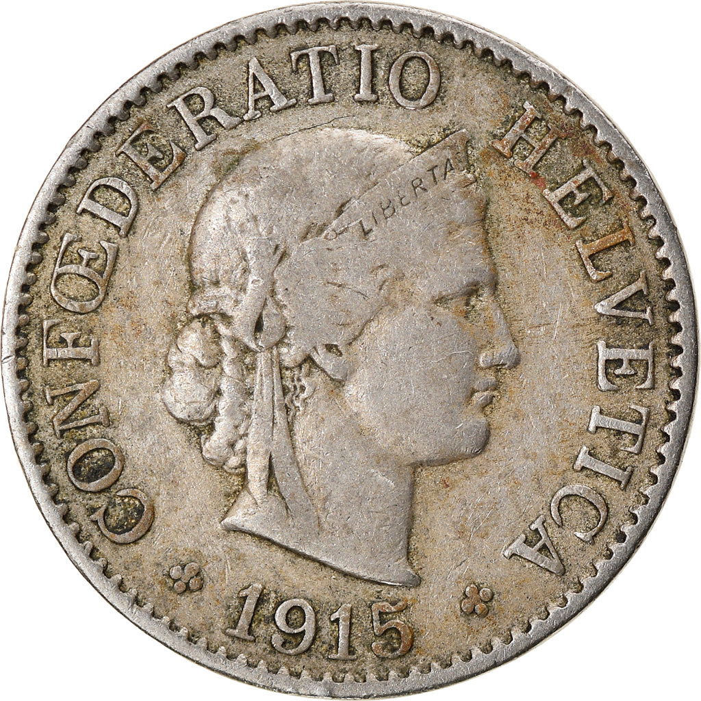 Coin, Switzerland, 5 Rappen, 1915, Bern, VF(30-35), Copper-nickel, KM:26