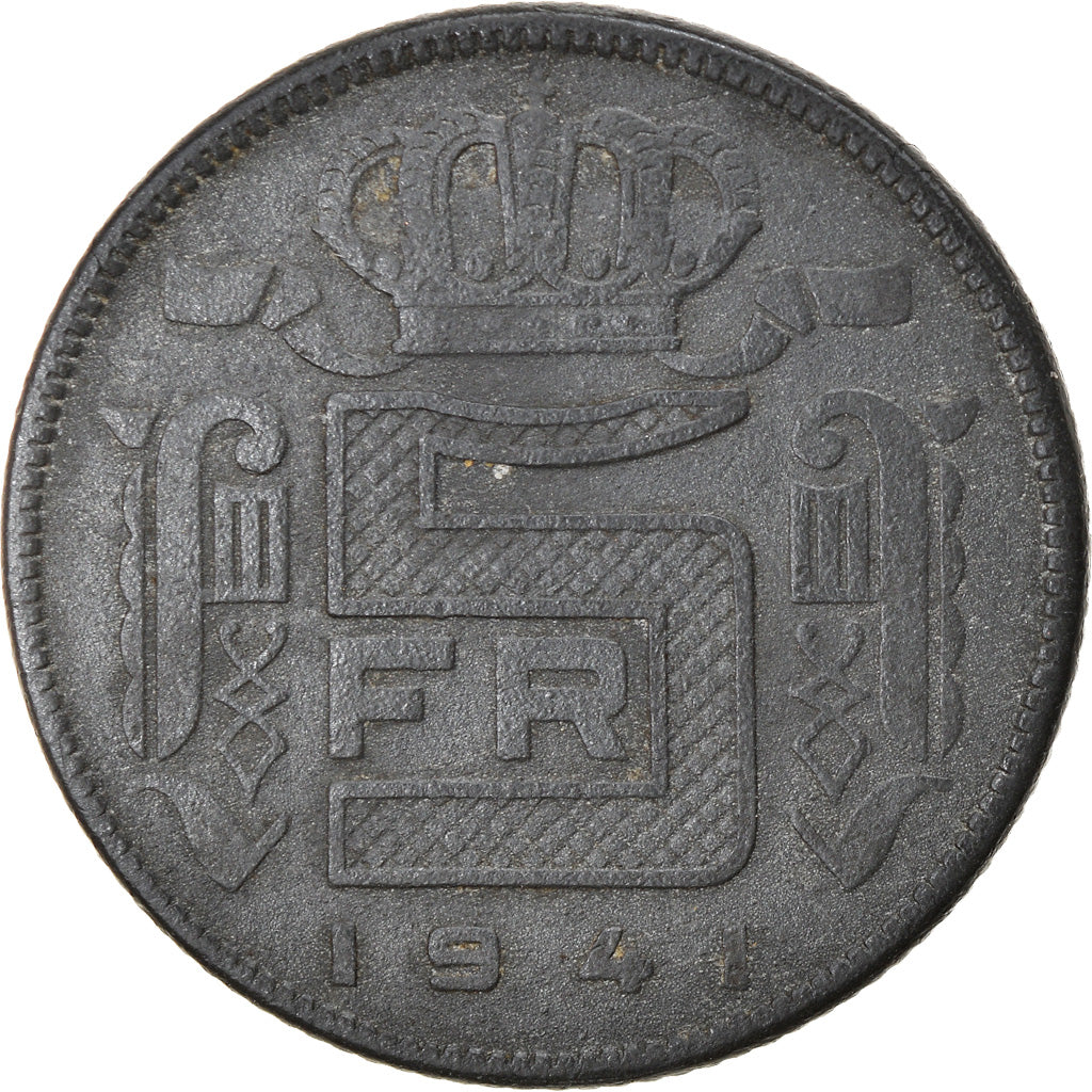 Monnaie, Belgique, 5 Francs, 5 Frank, 1941, TTB, Zinc, KM:129.1