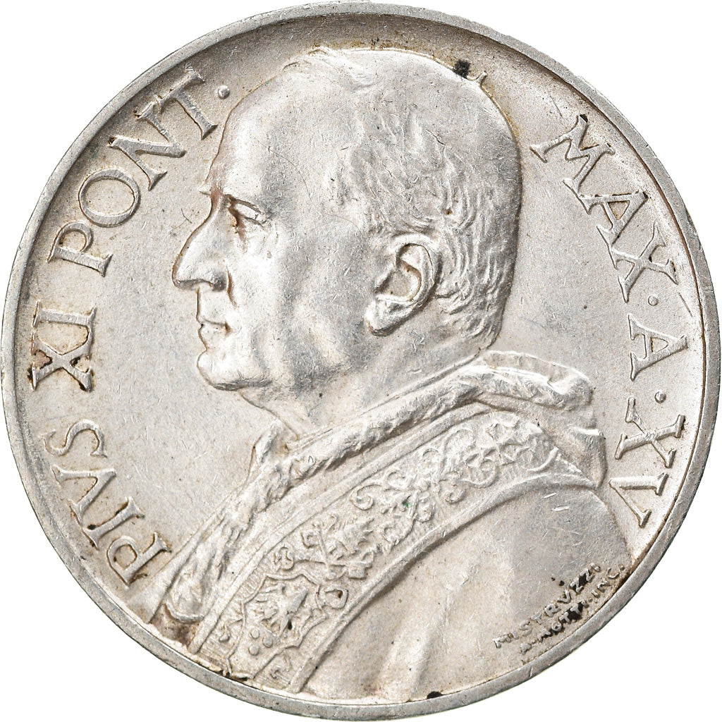 Coin, VATICAN CITY, Pius XI, 5 Lire, 1936, AU(55-58), Silver, KM:7