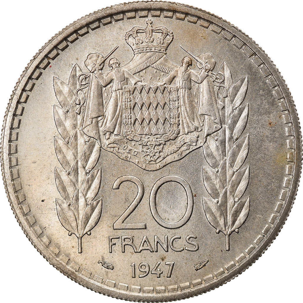 Monnaie, Monaco, Louis II, 20 Francs, Vingt, 1947, TTB, Copper-nickel, KM:124