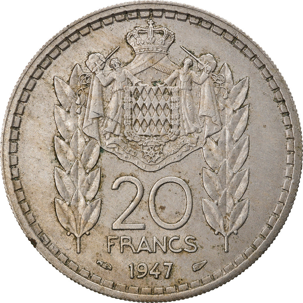Monnaie, Monaco, Louis II, 20 Francs, Vingt, 1947, TB+, Copper-nickel, KM:124