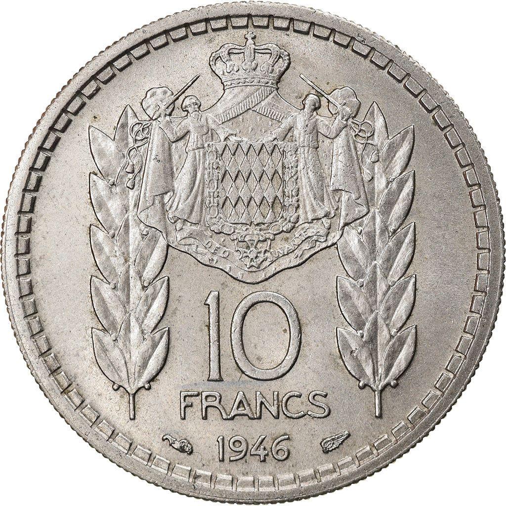 Coin, Monaco, Louis II, 10 Francs, 1946, AU(50-53), Copper-nickel, KM:123